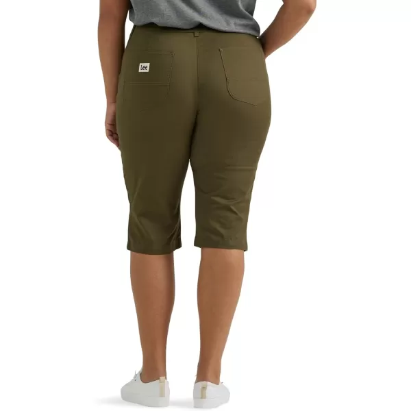 Lee Womens Plus Size Ultra Lux Comfort with Flextogo Utility Skimmer Capri PantOlive Night