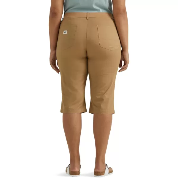 Lee Womens Plus Size Ultra Lux Comfort with Flextogo Utility Skimmer Capri PantSettler Tan