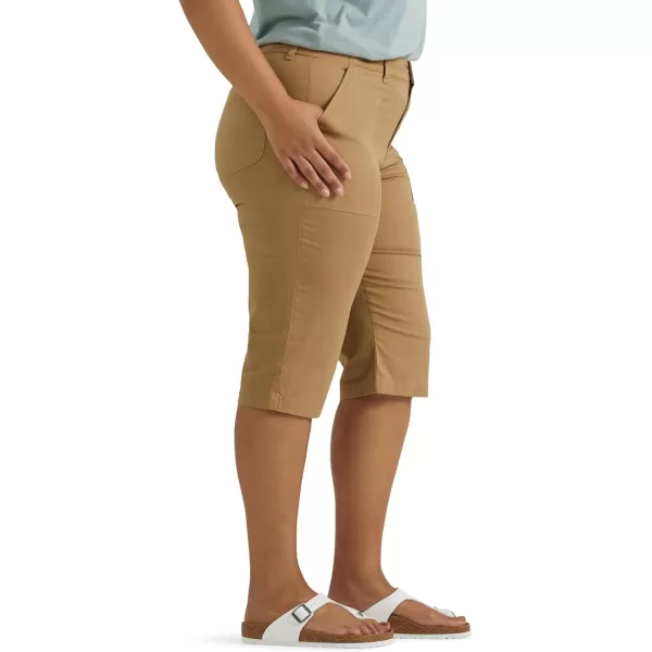 Lee Womens Plus Size Ultra Lux Comfort with Flextogo Utility Skimmer Capri PantSettler Tan