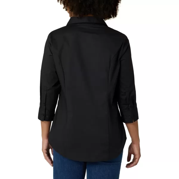 Riders by Lee Indigo Womens Easy Care  Sleeve Woven ShirtBlack Soot