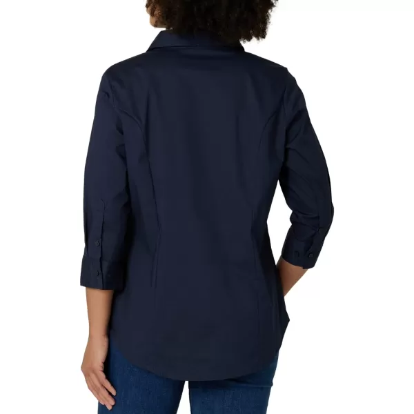 Riders by Lee Indigo Womens Easy Care  Sleeve Woven ShirtDark Navy