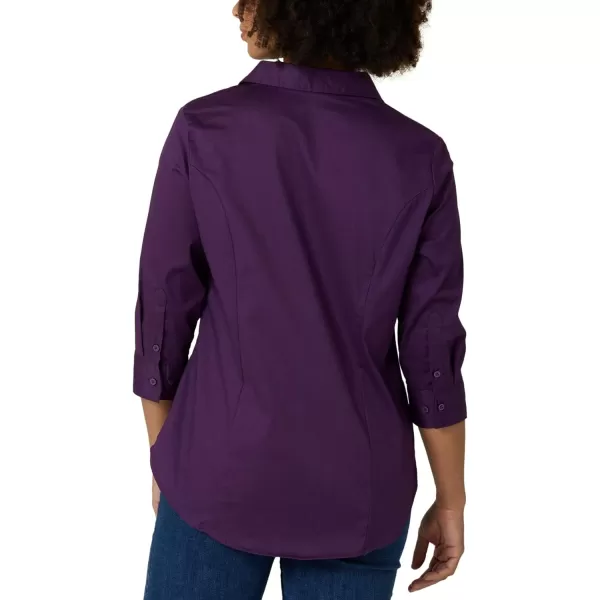 Riders by Lee Indigo Womens Easy Care  Sleeve Woven ShirtPurple Pennant