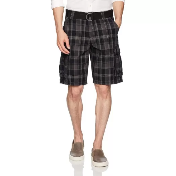 Lee Mens Big  Tall New Belted Wyoming Cargo ShortBlack Clifton Plaid