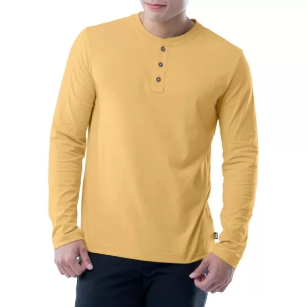 Lee Mens Long Sleeve Soft Washed Cotton Henley TShirtYellow