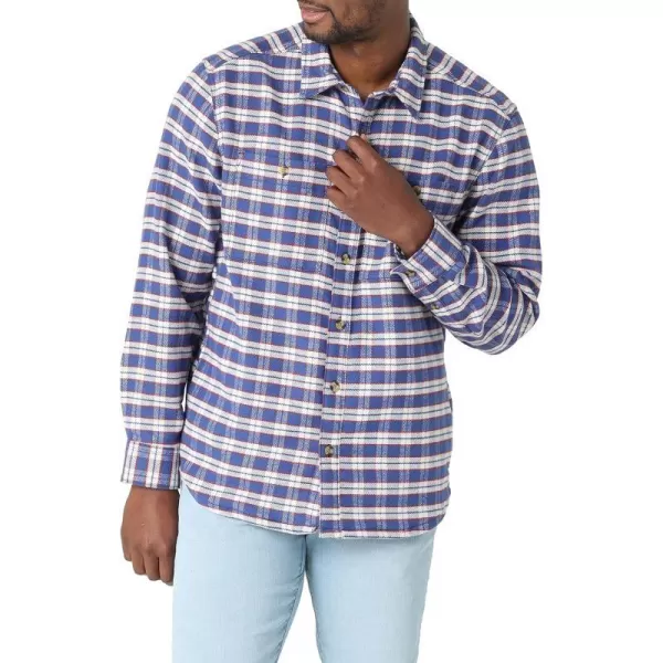 Lee Mens Workwear Loose Fit Long Sleeve ButtonDown OvershirtAnthem Blue Plaid Flannel