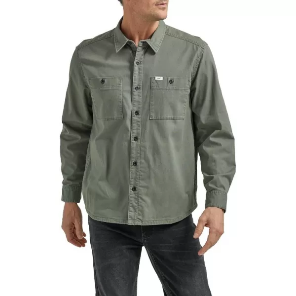 Lee Mens Workwear Loose Fit Long Sleeve ButtonDown OvershirtFort Green