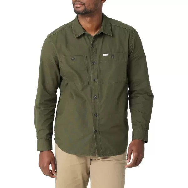 Lee Mens Workwear Loose Fit Long Sleeve ButtonDown OvershirtKale Canvas