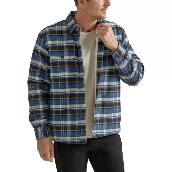 Lee Mens Workwear Loose Fit Long Sleeve ButtonDown OvershirtSherpa Lined Blue Plaid