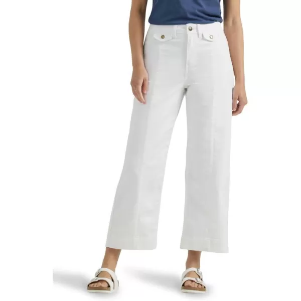 Lee Womens Legendary Wide Leg Seamed Crop Capri JeanBright White