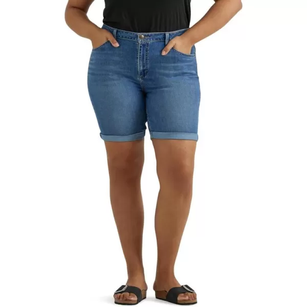 Lee Womens Plus Size Legendary Rolled Denim Bermuda ShortBright Mid