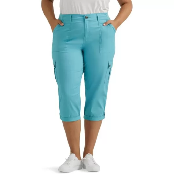 Lee Womens Plus Size Ultra Lux Comfort with Flextogo Cargo Capri PantBay Blue