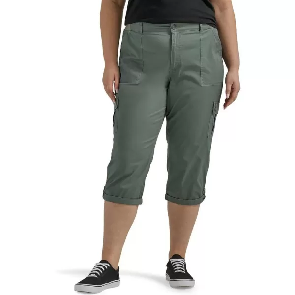 Lee Womens Plus Size Ultra Lux Comfort with Flextogo Cargo Capri PantFort Green