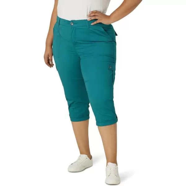 Lee Womens Plus Size Ultra Lux Comfort with Flextogo Cargo Capri PantMidway Teal