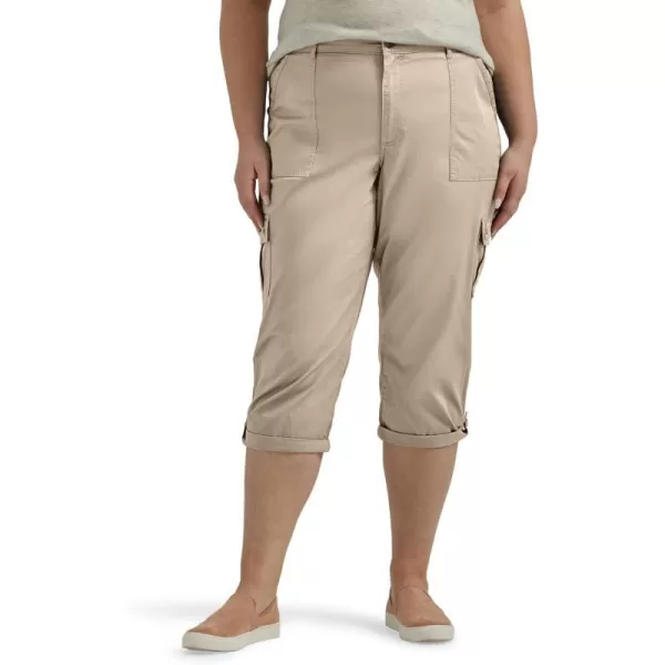 Lee Womens Plus Size Ultra Lux Comfort with Flextogo Cargo Capri PantPioneer Beige