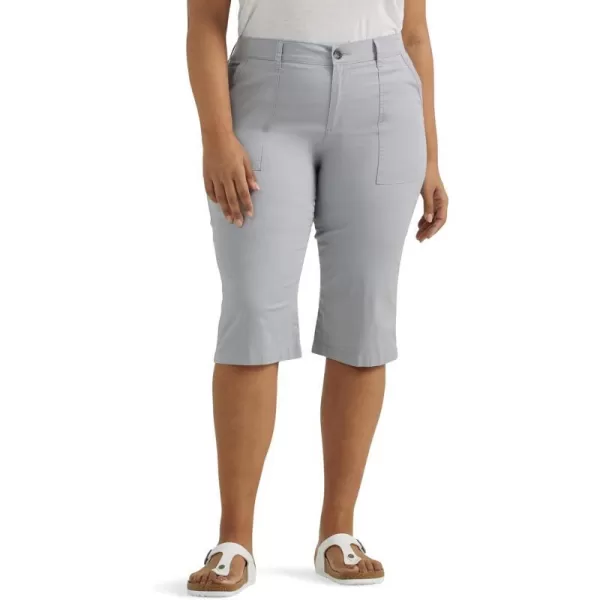 Lee Womens Plus Size Ultra Lux Comfort with Flextogo Utility Skimmer Capri PantMaterial Gray