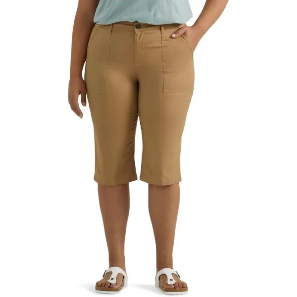 Lee Womens Plus Size Ultra Lux Comfort with Flextogo Utility Skimmer Capri PantSettler Tan