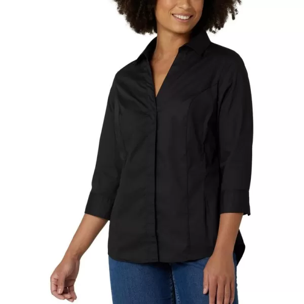 Riders by Lee Indigo Womens Easy Care  Sleeve Woven ShirtBlack Soot