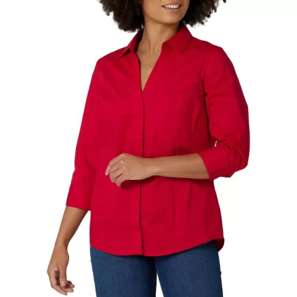 Riders by Lee Indigo Womens Easy Care  Sleeve Woven ShirtClassic Red