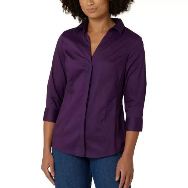 Riders by Lee Indigo Womens Easy Care  Sleeve Woven ShirtPurple Pennant