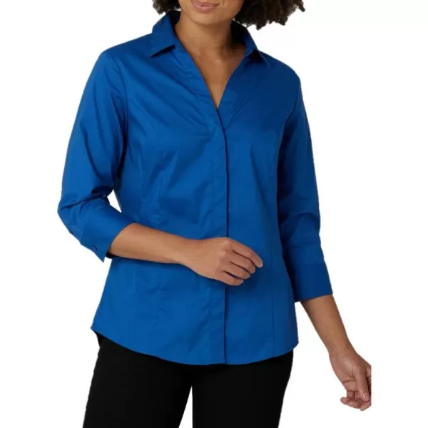 Riders by Lee Indigo Womens Easy Care  Sleeve Woven ShirtTrue Blue