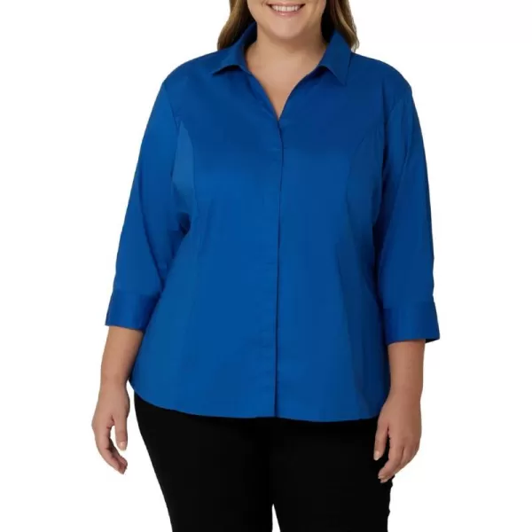 Riders by Lee Indigo Womens Plus Size Easy Care  Sleeve Woven ShirtTrue Blue