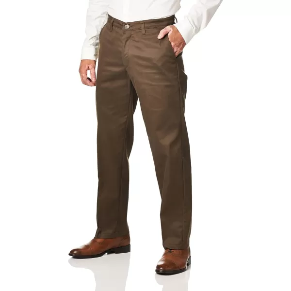 LEE Mens Total Freedom Stretch Relaxed Fit Flat Front PantWalnut