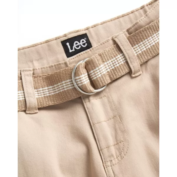 Lee Boys Shorts  Kids Cotton Stretch Cargo Shorts  Chino Khaki Shorts for Boys Canvas Belt 418 Husky AvailableChino