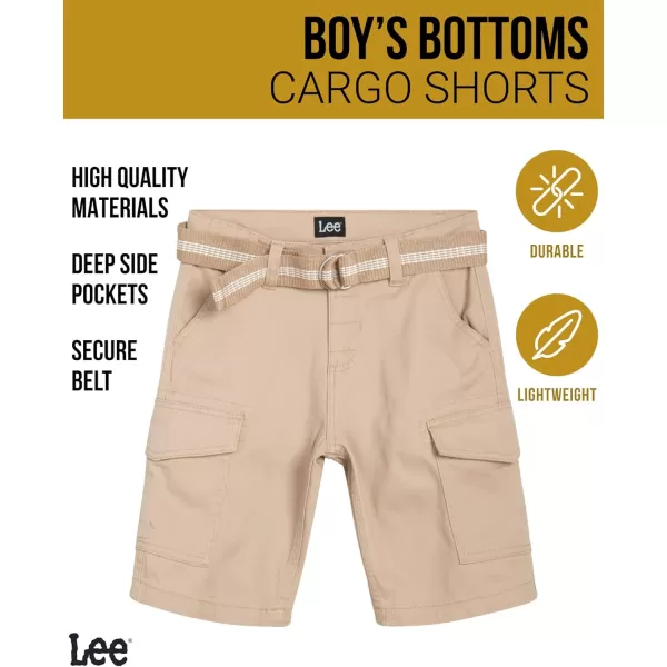 Lee Boys Shorts  Kids Cotton Stretch Cargo Shorts  Chino Khaki Shorts for Boys Canvas Belt 418 Husky AvailableChino