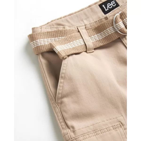 Lee Boys Shorts  Kids Cotton Stretch Cargo Shorts  Chino Khaki Shorts for Boys Canvas Belt 418 Husky AvailableChino