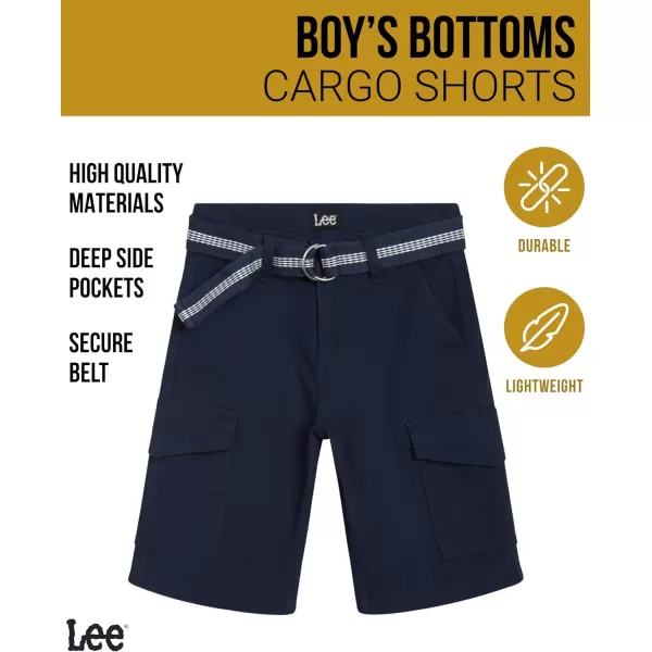 Lee Boys Shorts  Kids Cotton Stretch Cargo Shorts  Chino Khaki Shorts for Boys Canvas Belt 418 Husky AvailableDress Blue