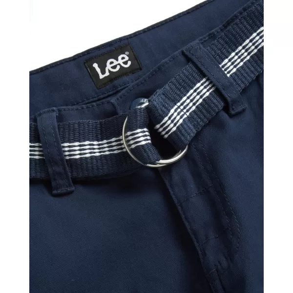 Lee Boys Shorts  Kids Cotton Stretch Cargo Shorts  Chino Khaki Shorts for Boys Canvas Belt 418 Husky AvailableDress Blue