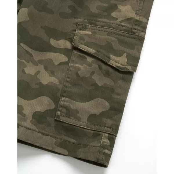 Lee Boys Shorts  Kids Cotton Stretch Cargo Shorts  Chino Khaki Shorts for Boys Canvas Belt 418 Husky AvailableGreen Camo