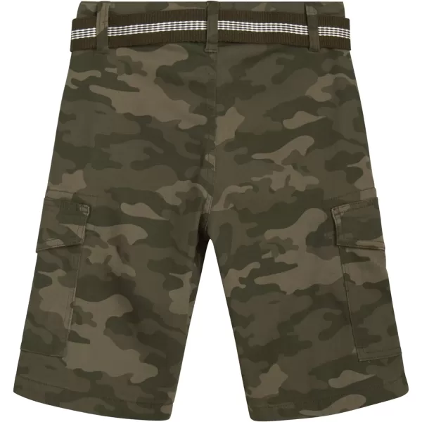 Lee Boys Shorts  Kids Cotton Stretch Cargo Shorts  Chino Khaki Shorts for Boys Canvas Belt 418 Husky AvailableGreen Camo