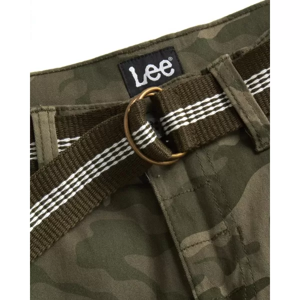 Lee Boys Shorts  Kids Cotton Stretch Cargo Shorts  Chino Khaki Shorts for Boys Canvas Belt 418 Husky AvailableGreen Camo