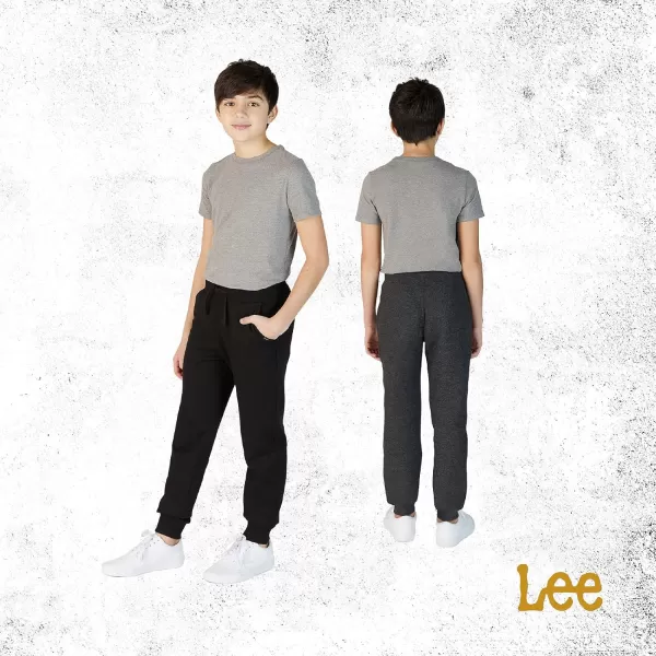 Lee Boys Sweatpants  2 Pack Basic Cozy Active Fleece Jogger Pants with Pockets for Boys 47Charcoal HeatherBlack