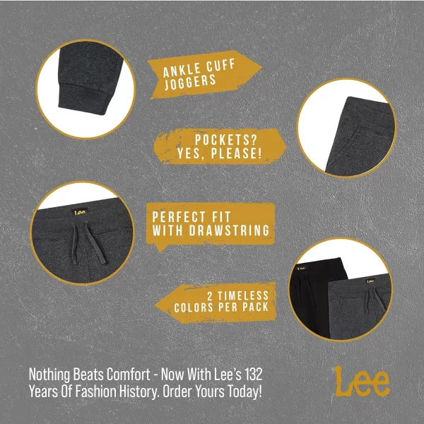 Lee Boys Sweatpants  2 Pack Basic Cozy Active Fleece Jogger Pants with Pockets for Boys 47Charcoal HeatherBlack