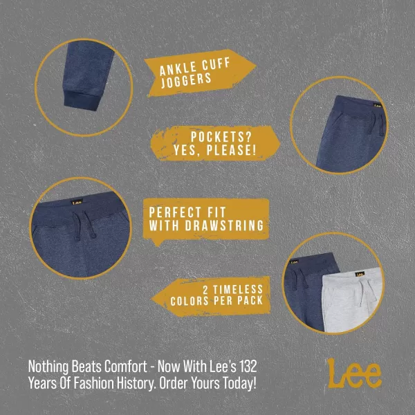 Lee Boys Sweatpants  2 Pack Basic Cozy Active Fleece Jogger Pants with Pockets for Boys 47Grey HeatherNight Shade