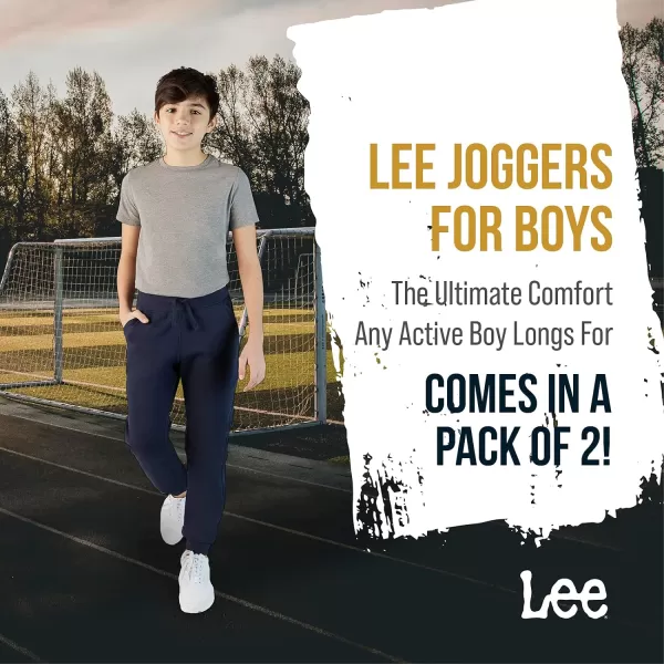 Lee Boys Sweatpants  2 Pack Basic Cozy Active Fleece Jogger Pants with Pockets for Boys 47NavyCharcoal Heather