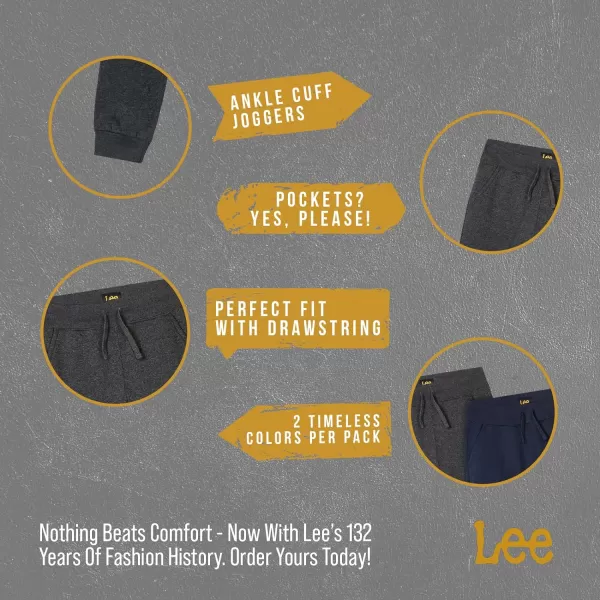 Lee Boys Sweatpants  2 Pack Basic Cozy Active Fleece Jogger Pants with Pockets for Boys 47NavyCharcoal Heather