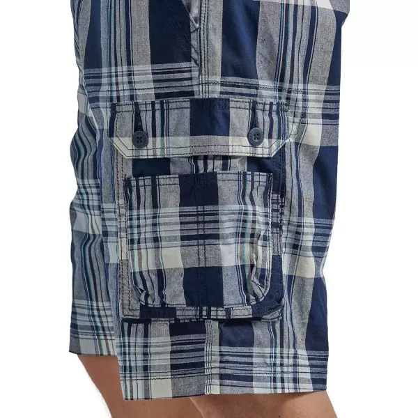 Lee Mens Dungarees New Belted Wyoming Cargo ShortNavy Blue Plaid