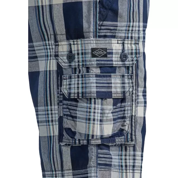 Lee Mens Dungarees New Belted Wyoming Cargo ShortNavy Blue Plaid