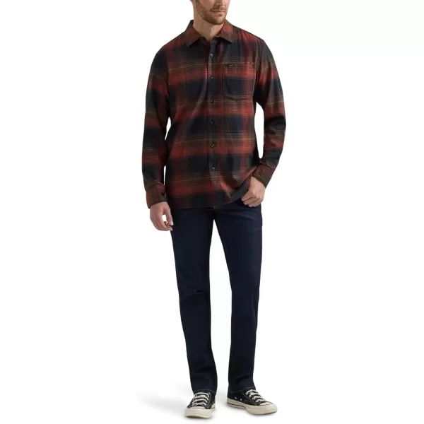 Lee Mens Extreme Motion All Purpose Long Sleeve Worker ShirtSweet Maple Black Plaid