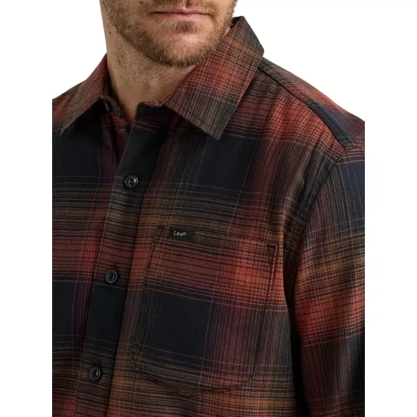 Lee Mens Extreme Motion All Purpose Long Sleeve Worker ShirtSweet Maple Black Plaid