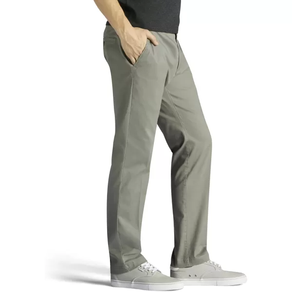 Lee Mens Extreme Motion Flat Front Slim Straight PantGravel