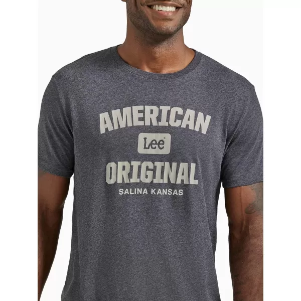 Lee Mens Short Sleeve Graphic TShirtCaviar Heather American Original