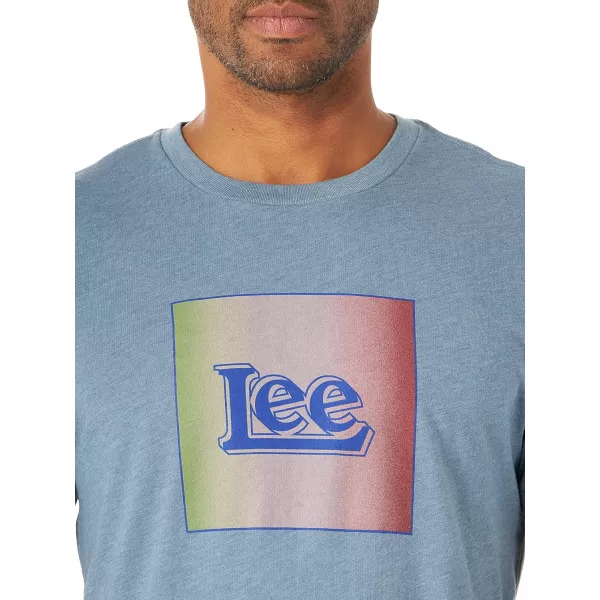 Lee Mens Short Sleeve Graphic TShirtGradient Box Logo  Heather Harbor