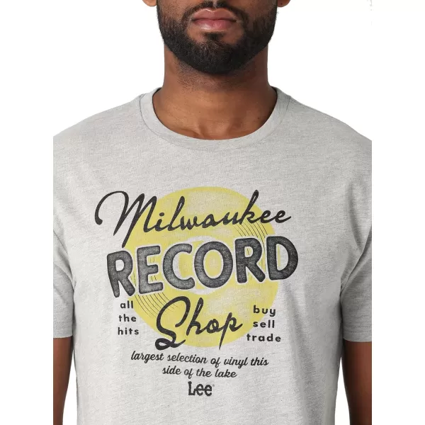 Lee Mens Short Sleeve Graphic TShirtLight Gray Heatherrecord Shop