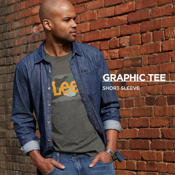 Lee Mens Short Sleeve Graphic TShirtTeal Heatherpinball