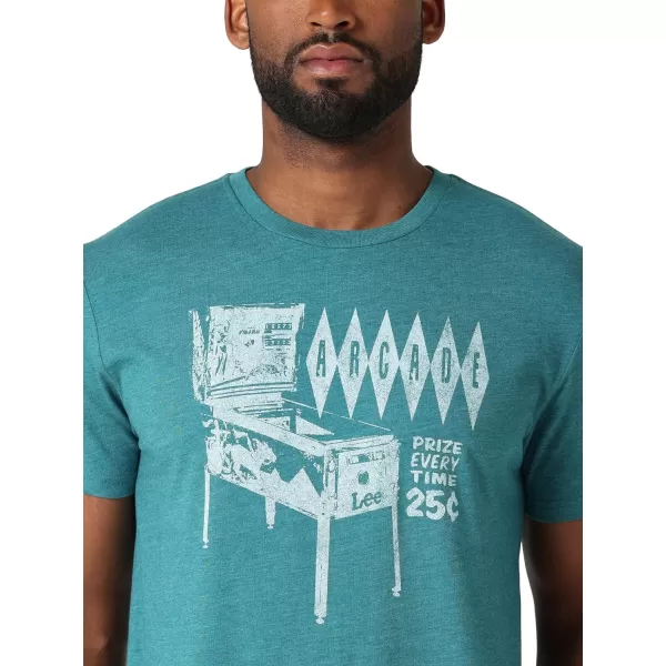 Lee Mens Short Sleeve Graphic TShirtTeal Heatherpinball