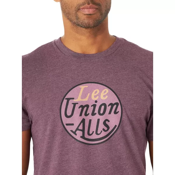 Lee Mens Short Sleeve Graphic TShirtUnion All  Heather Raspberry